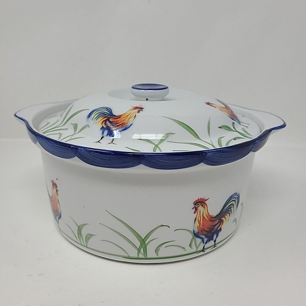 BIA Cordon Bleu, Blanc de Table “Rooster” Round Baking Casserole Dish & Lid - Picture 5 of 7